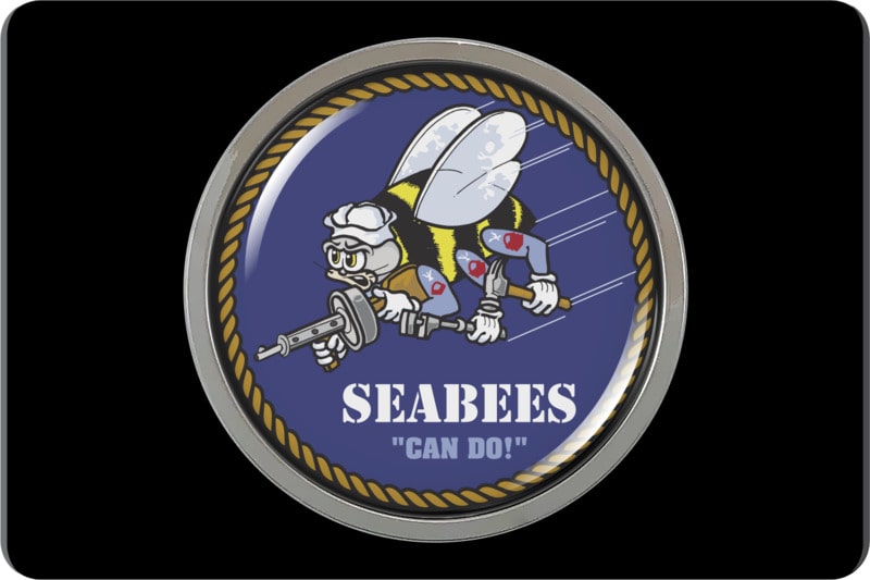 U.S. Navy Seabees - Tow Hitch Cover with Chrome Metal Emblem